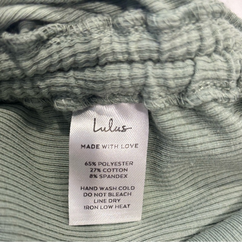 Lulu’s Sage Green Ribbed Ruched Bodycon Dress - Picture 9 of 13